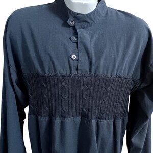 Vintage Men's Small Shirt New Wave 80's Mandarin Collar Henley Goth Indy Rocker